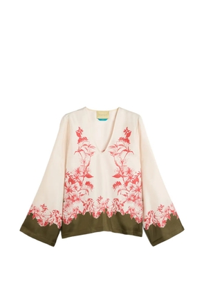 MOMONÌ long sleeve floral print blouse - Neutrals