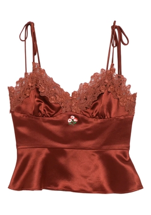 Cynthia Rowley satin lace top - Brown