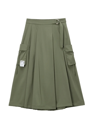 Musium Div. belted wide-leg layered trousers - Green