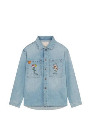 Mira Mikati floral-embroidered pocket cotton jacket - Blue