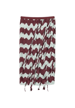 JNBY striped pleating fringed skirt - Red