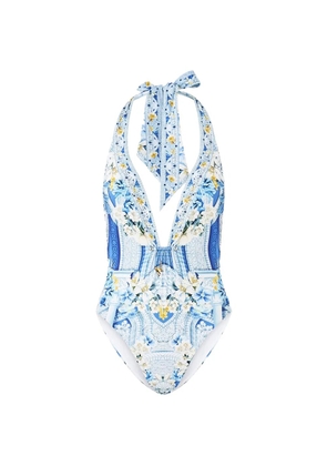 Camilla halter-neck swimsuit - Blue