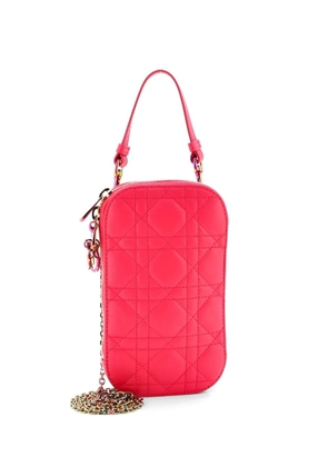 Christian Dior Pre-Owned Lady Dior Phone Holder on Chain Cannage Quilt Lambskin crossbody bag - Pink