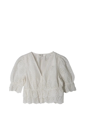 FRAME eyelet ruffled blouse - White