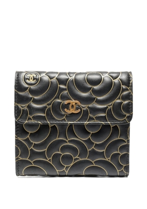 CHANEL Pre-Owned 2015 Camellia tri-fold leather wallet - Black