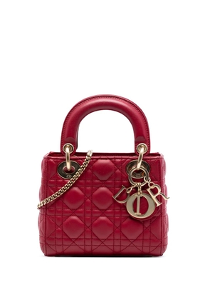 Christian Dior Pre-Owned 2020 Mini Lambskin Cannage Lady Dior satchel - Red