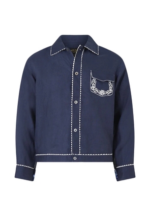 Camilla embroidered cropped jacket - Blue