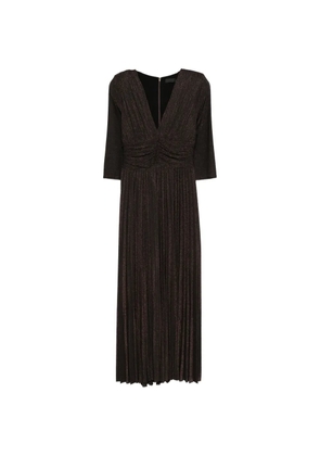 LIU JO V-neck pleated midi dress - Brown