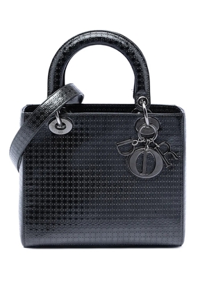Christian Dior Pre-Owned 2016 Medium Metallic Patent Microcannage Lady Dior satchel - Black