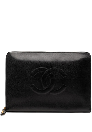 CHANEL Pre-Owned 1996-1997 CC Caviar Documents Portfolio clutch bag - Black