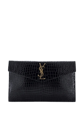 Saint Laurent Pre-Owned Uptown Pouch Crocodile Embossed Leather Baby clutch bag - Black