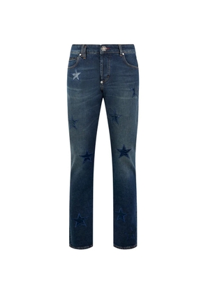 Philipp Plein star-patch straight jeans - Blue