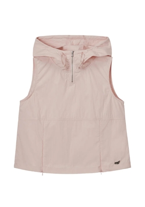 Mini Cream hooded zip-up vest - Pink