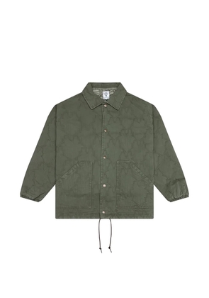 SOUTH2 WEST8 skull-quilting herringbone jacket - Green