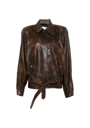 Magda Butrym belted leather jacket - Brown