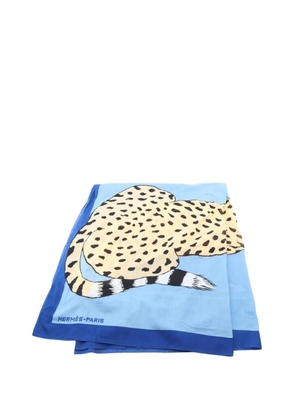 Hermès Pre-Owned 2000-2025 Pareo Stall Leopard Printed Cotton Scarf scarves - Blue