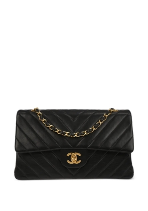 CHANEL Pre-Owned 1991-1994 medium Double Flap chevron shoulder bag - Black