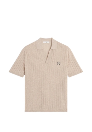 Maison Kitsuné embroidered ribbed polo shirt - Neutrals