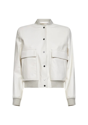 Salvatore Santoro ribbed leather bomber jacket - White