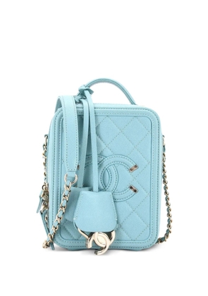 CHANEL Pre-Owned Filigree Vertical Vanity Case Quilted Caviar crossbody bag - Blue