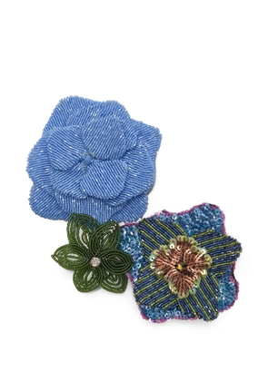MALIPARMI beaded floral brooch set - Blue