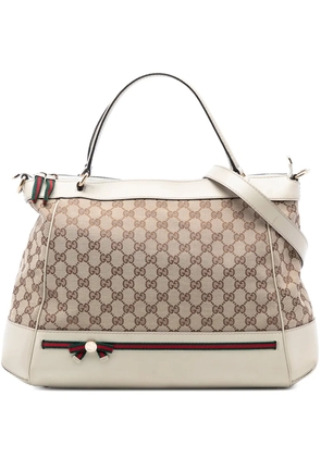Gucci Pre-Owned 2016-2025 GG Canvas Web Mayfair satchel - White