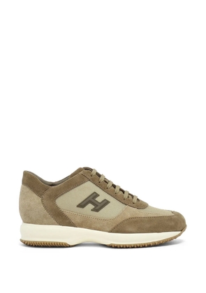 Hogan logo-embroidered suede sneakers - Neutrals