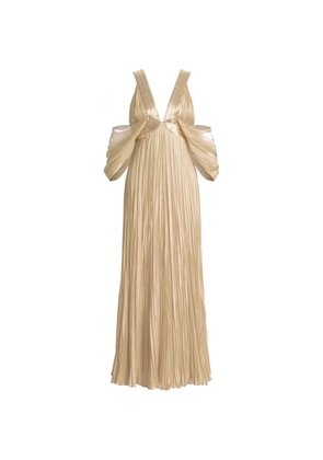 Alberta Ferretti pleated V-neck maxi dress - Neutrals