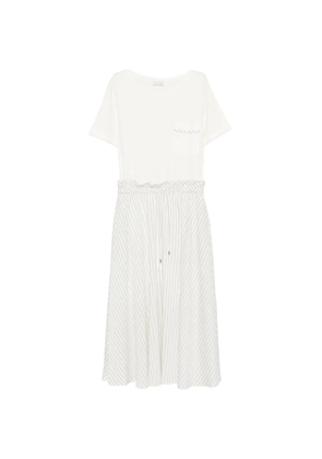 LIU JO striped-pattern midi dress - White