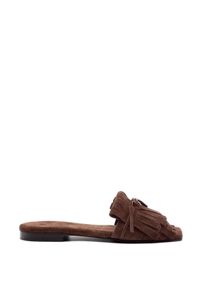 Donnarì fringed square toe sandals - Brown