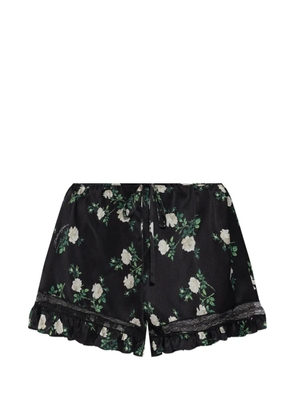 Dolce & Gabbana floral-print ruffle-trim shorts - Black