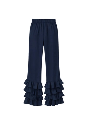 SILK95FIVE ruffled-detail trousers - Blue