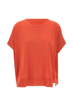ELENA MIRO` ribbed side slits sweater - Orange