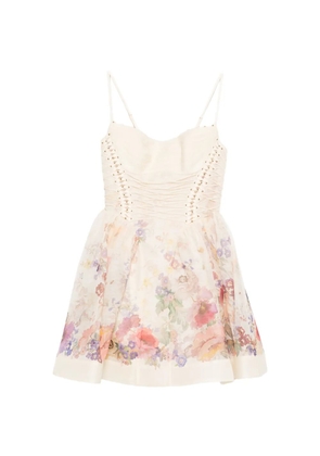 ZIMMERMANN floral corset mini dress - Neutrals