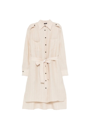 Kiton striped belted shirt dress - Neutrals