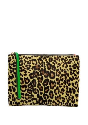 Marni Pre-Owned 2000-2025 Pony Hair and Calfskin Leopard Print clutch bag - Yellow
