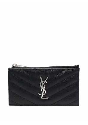 Saint Laurent logo-plaque quilted wallet - Black