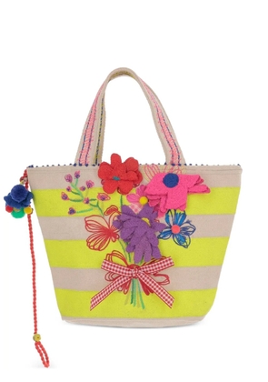 Pero striped floral-embroidery tote bag - Neutrals