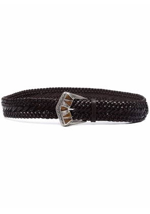 ETRO buckle-fastening woven leather belt - Brown
