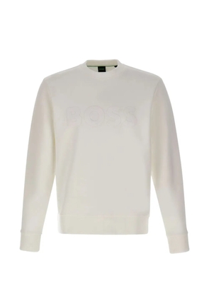 BOSS logo ribbed crew-neck sweatshirt - Neutrals
