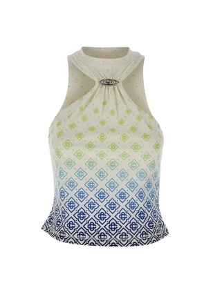 Casablanca Printed Draped monogram draped top - Neutrals