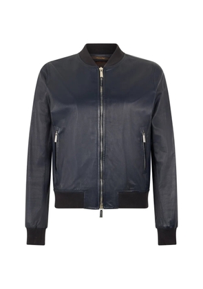 Moorer leather bomber jacket - Blue