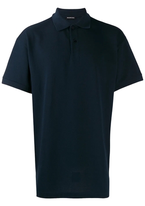 Balenciaga logo embroidered polo shirt - Blue