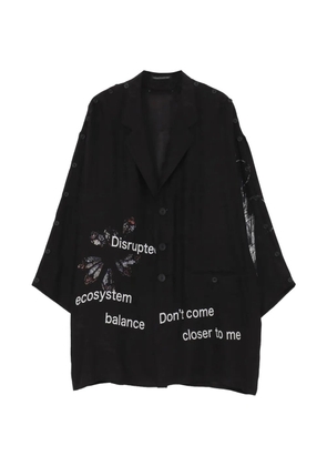 Yohji Yamamoto buttoned patterned silk jacket - Black