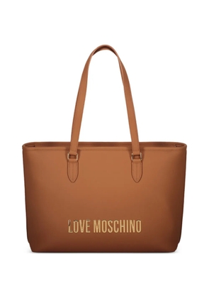 Love Moschino logo-plaque tote bag - Brown