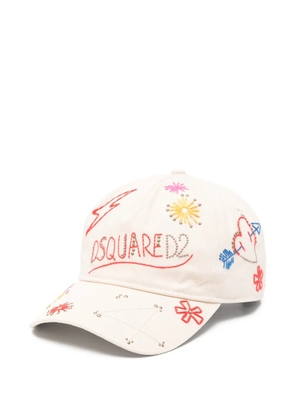 DSQUARED2 embroidered studded cap - Neutrals