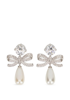Self-Portrait bow-embellishment earrings - Silver