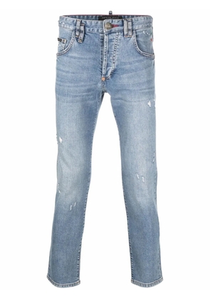 Philipp Plein embroidered-logo slim-fit jeans - Blue