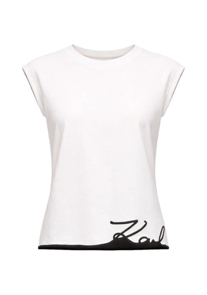 Karl Lagerfeld Signature-hem cotton tank top - White