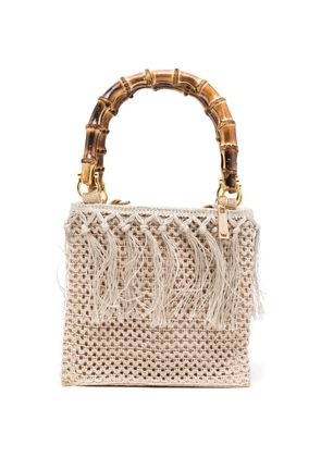 la milanesa Flora fringed tote bag - Neutrals